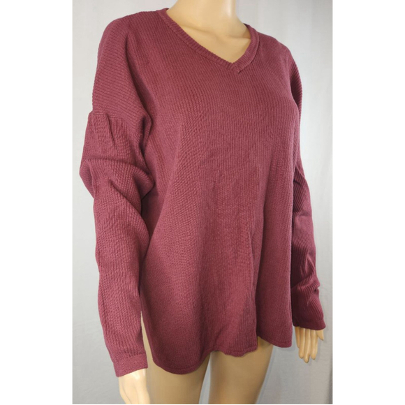 Elle | Sweater | Women | Knit | Burgundy | Size Large - Picture 2 of 7